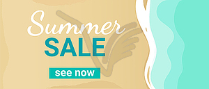 Summer sale banner. Sale template with ocean or sea - vector clipart