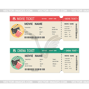 Cinema or movie ticket vintage design - vector clip art