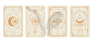 Tarot cards set on white background. Crescent, stars - vector clip art