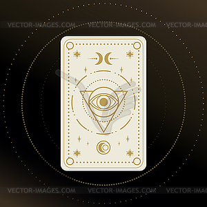 Gold and white Tarot card with a magical eye - vector clip art