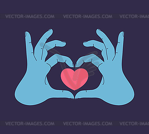 Human hands making heart sign. Heart gesture - vector image