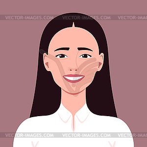 Portrait of a young smiling woman. Facial expression - vector image