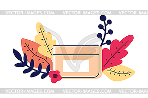 Cosmetic product flat icon. Abstract bottle or jar  - vector image
