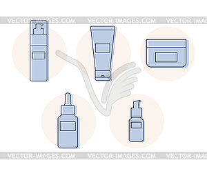 Набор косметических тюбиков с контурами. Абстрактные тюбики - клипарт в векторе