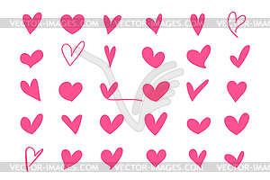 Different doodle hearts collection - vector image