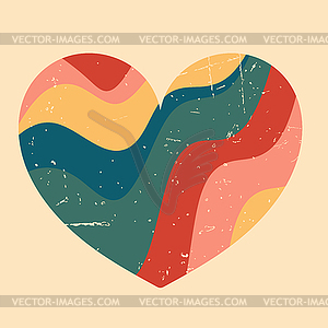 Heart with groovy retro grunge texture. Vintage heart - vector clipart