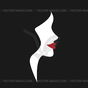 Абстрактный безликий женский силуэт с красными губами - иллюстрация в векторе