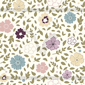 Hand drawn floral seamless pattern pastel colored - vector image