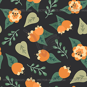 Hand drawn bright floral seamless pattern - vector clipart