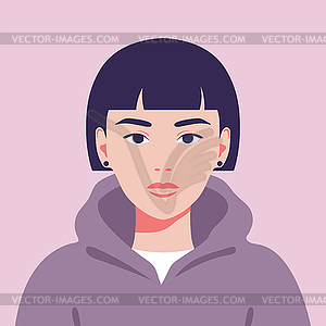 Young woman wearing hoodie.  Portrait or avatar  - vector EPS clipart