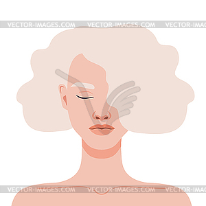 Beautiful blond woman with closed eyes portrait - vector image