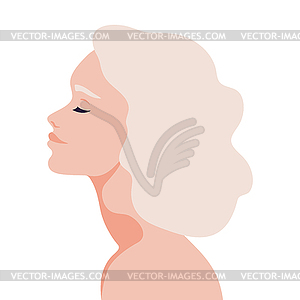 Beautiful blond woman with closed eyes profile portrait - royalty-free vector image