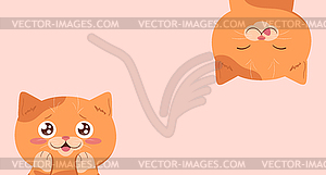 Banner with cute cartoon ginger cats. Emotional cat - vector EPS clipart