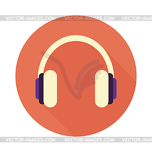 Headphones icon in flat style - royalty-free vector image