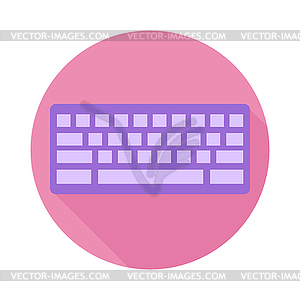 Purple computer keyboard icon in flat style - vector clipart