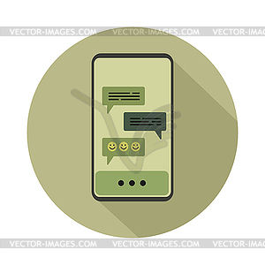 Smartphone with chatting icon in flat style - vector clip art