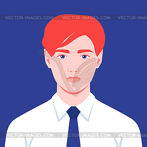 Redhead young man in a shirt and tie. Portrait  - vector clipart