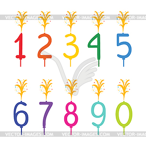 Happy Birthday set of hand drawn candle numbers  - vector clipart