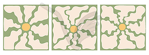 Groovy retro backgrounds with chamomile flower. Hippie - vector clipart