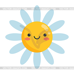 Cute cartoon smiling flower character. Childish style.  - vector clipart