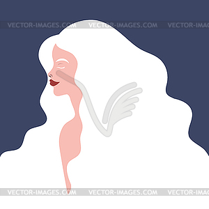 Портрет женщины-альбиноса. Профиль молодой женщины - векторизованное изображение