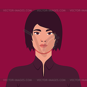 Beautiful young woman with bob haircut portrait - vector image