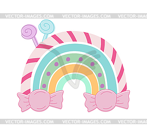 Childish hand drawn rainbow made of candies - vector clip art