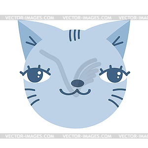 Cute hand drawn cat face. Doodle kitten head - vector image