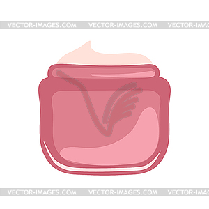 Hand drawn jar with a face cream. Cosmetic product - vector image