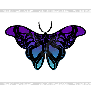 Neon colored monarch butterfly. Hand drawn insect - vector EPS clipart