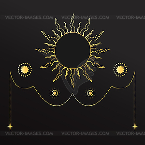 Золотая небесная эмблема с солнцем  - векторизованное изображение клипарта