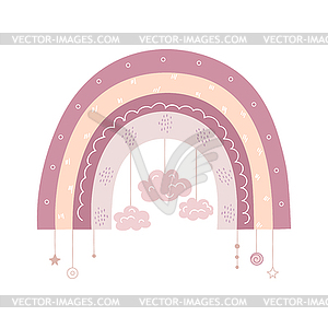 Hand drawn rainbow with decorations - vector clipart / vector image