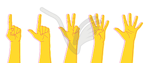 Set of outline hands counting numbers. Hand gestures - vector image