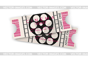 Two cinema tickets with barcode in realistic style - vector EPS clipart