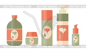 Set of cosmetic tools for daily beauty routine - vector image