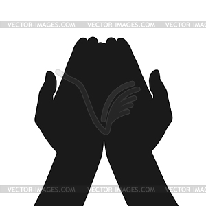 Giving or taking hand gesture. Cupped hands silhouette - vector image