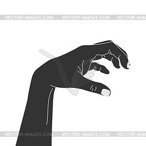 Human hand silhouette showing scary gesture - vector image