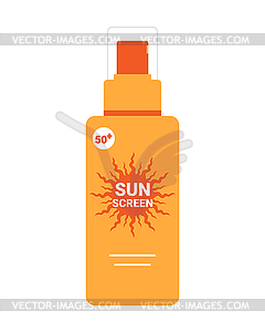 Sunscreen spray bottle. Sunscreen product  - vector clipart