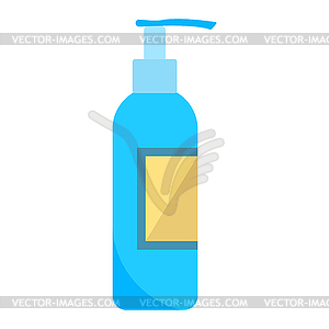 Plastic pump bottle for cosmetic products - vector clipart