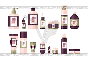 Big set of cosmetic products for beauty and skin care - vector clip art