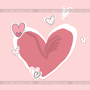 Hand drawn paper heart template - vector image