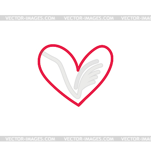 Простое сердечко-каракуль. Нарисованный от руки контур в форме сердца - клипарт в формате EPS