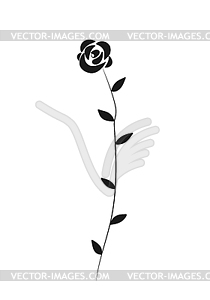 Hand drawn rose flower. Rose silhouette - vector image