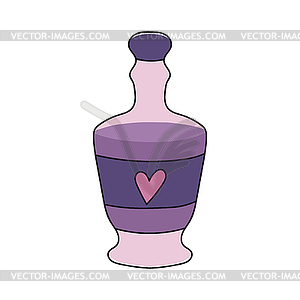 Magic bottle with love potion. Hand drawn love spell - vector image