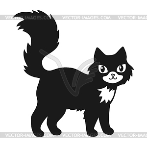 Cartoon black cat isolated on white background - vector clipart