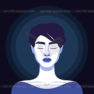 Beautiful woman with closed eyes  - vector clip art