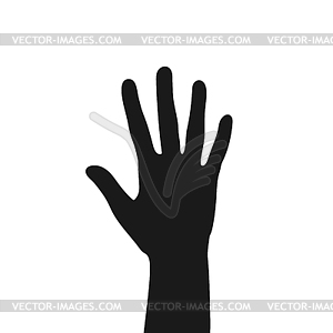 Silhouettes of a raised human hand. Palm of a hand - vector image