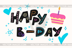 Happy B-day birthday greeting card - color vector clipart