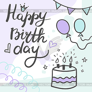 Happy birthday calligraphy for greeting and invitation  - vector image