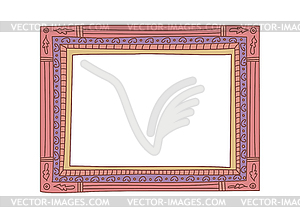 Hand drawn doodle picture frame in childish style - color vector clipart